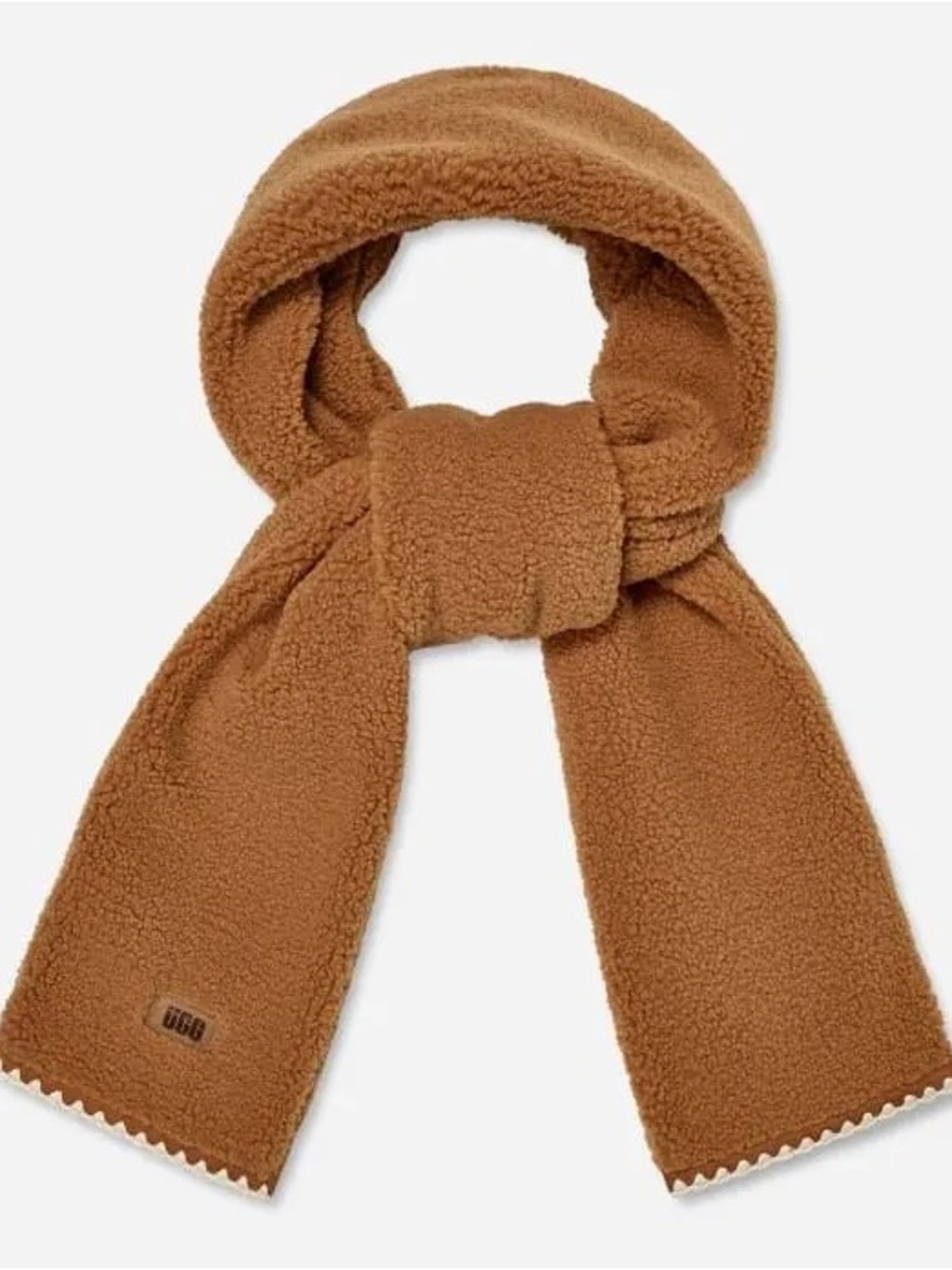 UggFluff Scalloped Faux Fur Scarf Chestnut